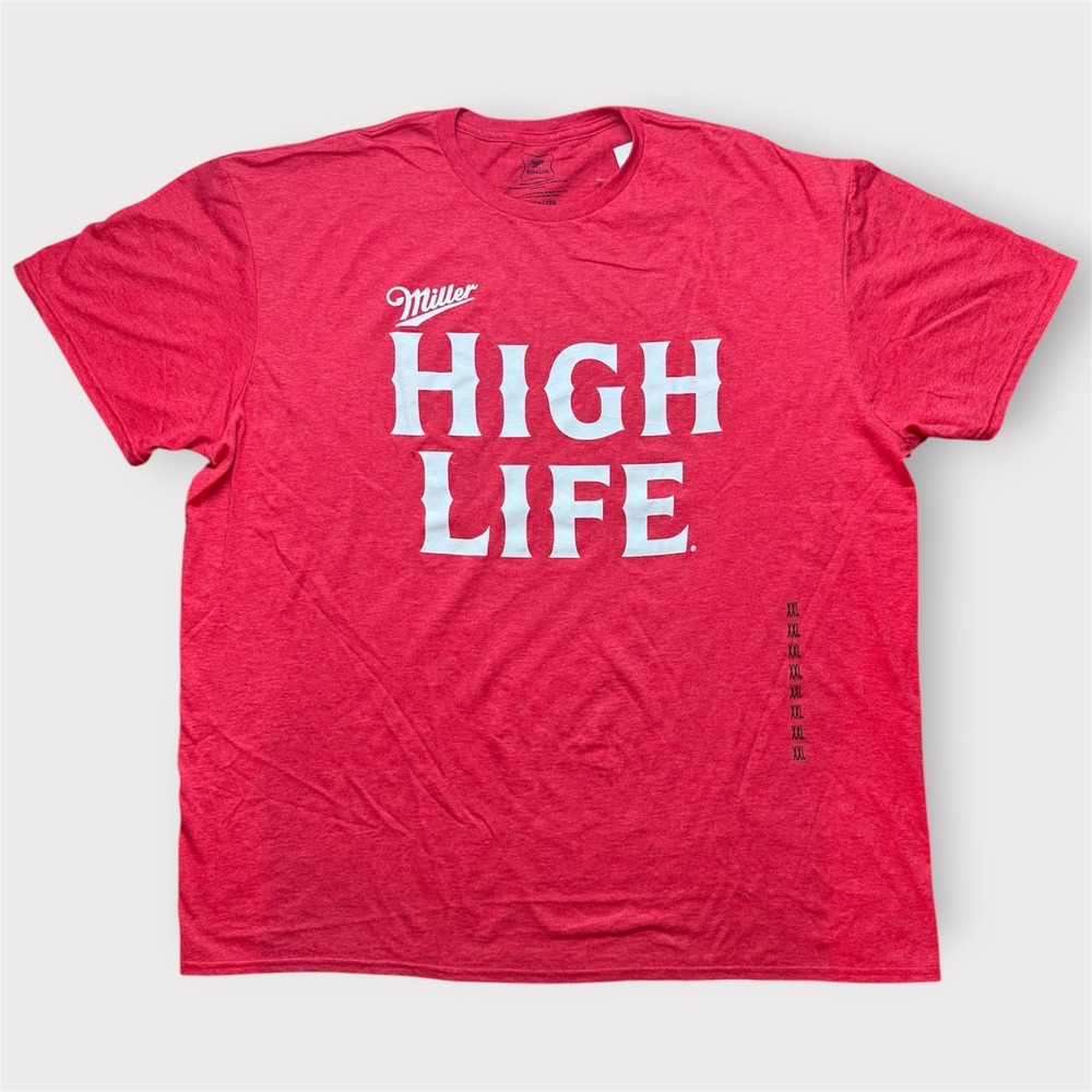 Miller High Life Beer Graphic T-Shirt Mens 2XL Heather Red Short Sleeve New